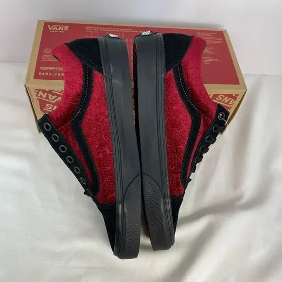 Vans Old Skool Velvet Parisian Night Black Cerise Red shoes NWB Unisex Men’s 7 W - Picture 4 of 11